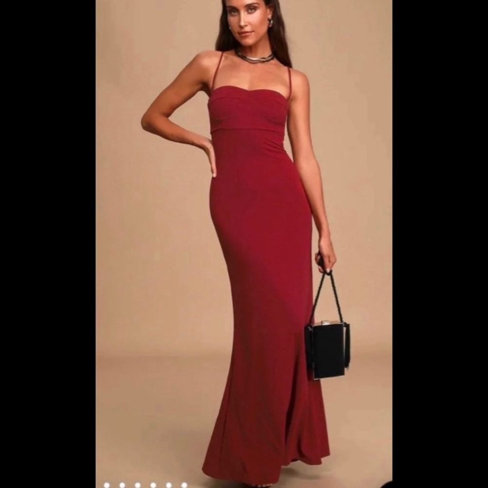 Lulu’s My Love Burgundy Bustier Mermaid Maxi